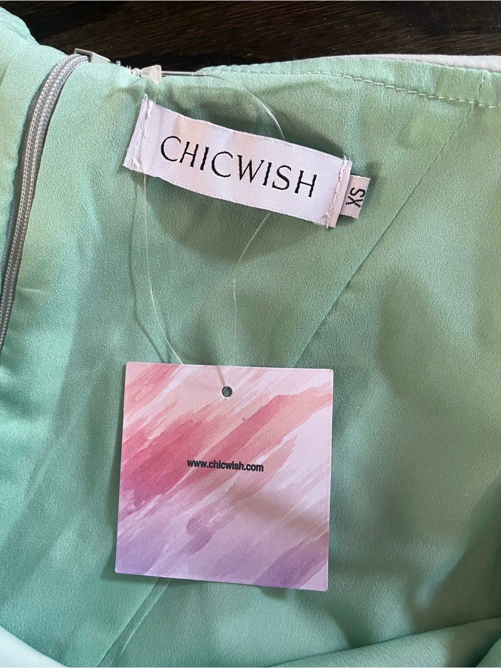 NWT Chicwish Pale Mint Off-Shoulder Ruffle A-Line Mini Dress Size XS - Picture 5 of 8